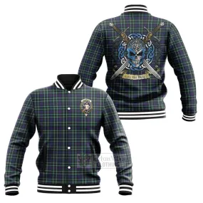 Allardice Tartan Baseball Jacket with Family Crest Celtic Skull Style