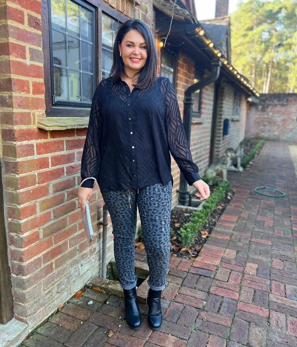 Black Textured Sheer Shirt