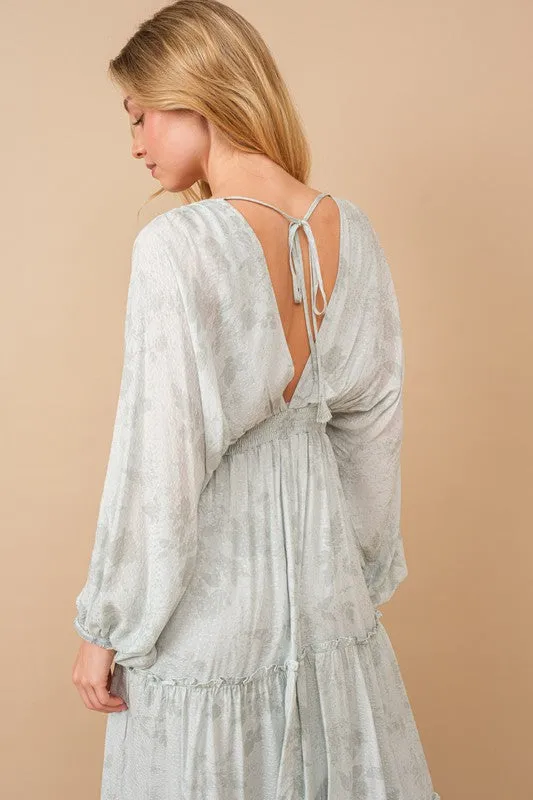 Casey Jacquard Floral Dolman Maxi Dress