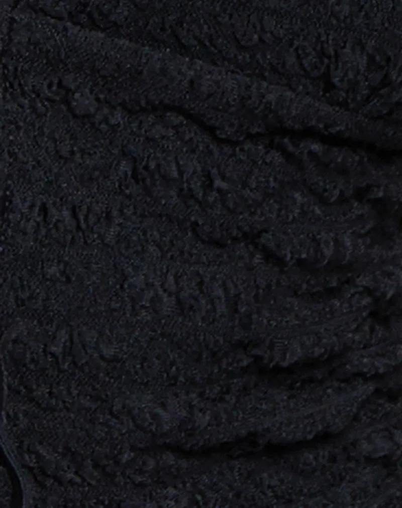 Casmira Open Front Textured Top in Black