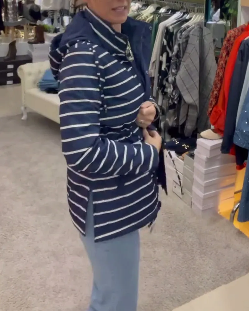 Contrast stripe casual hooded jacket