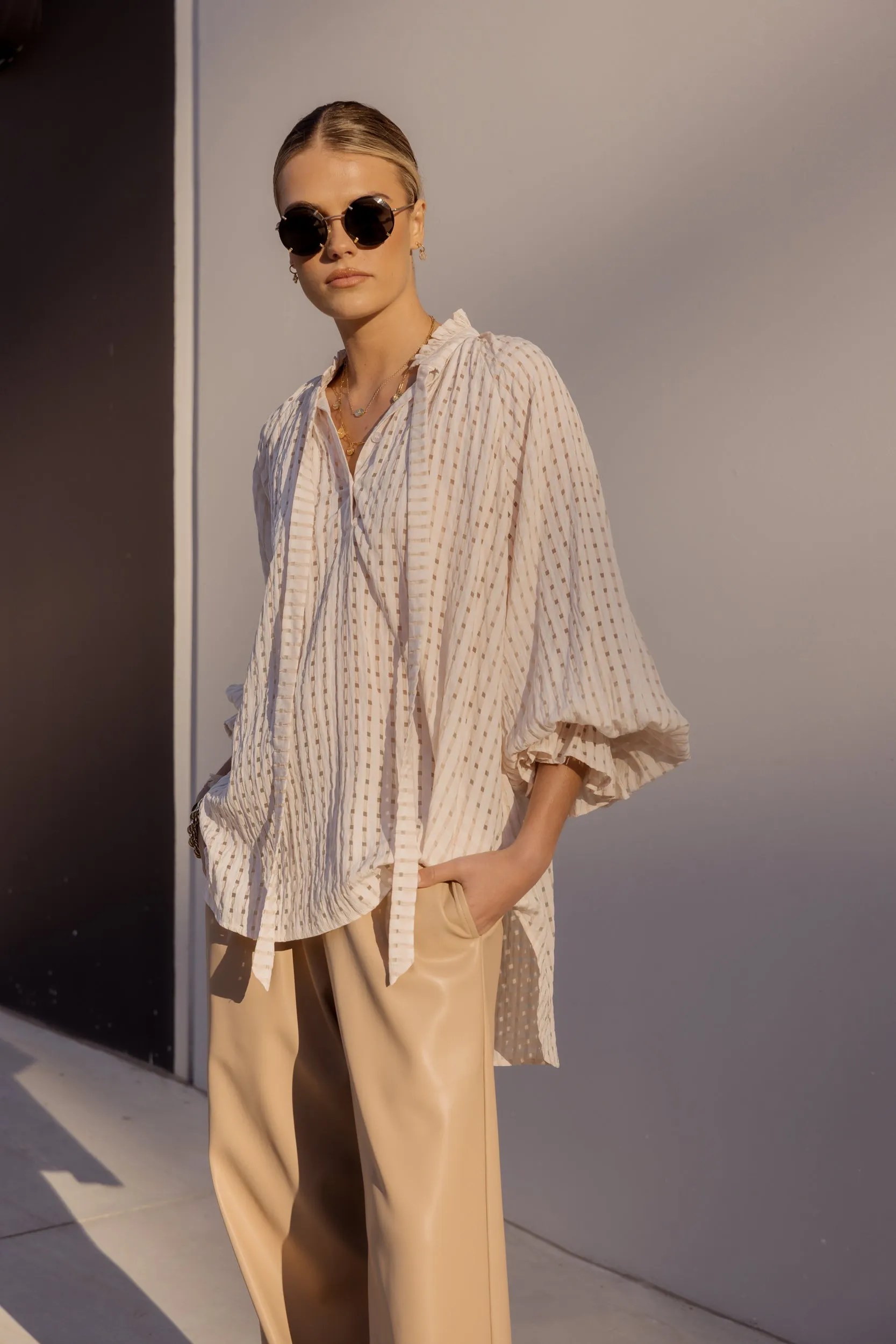 DANILL Blouse Chequer Beige