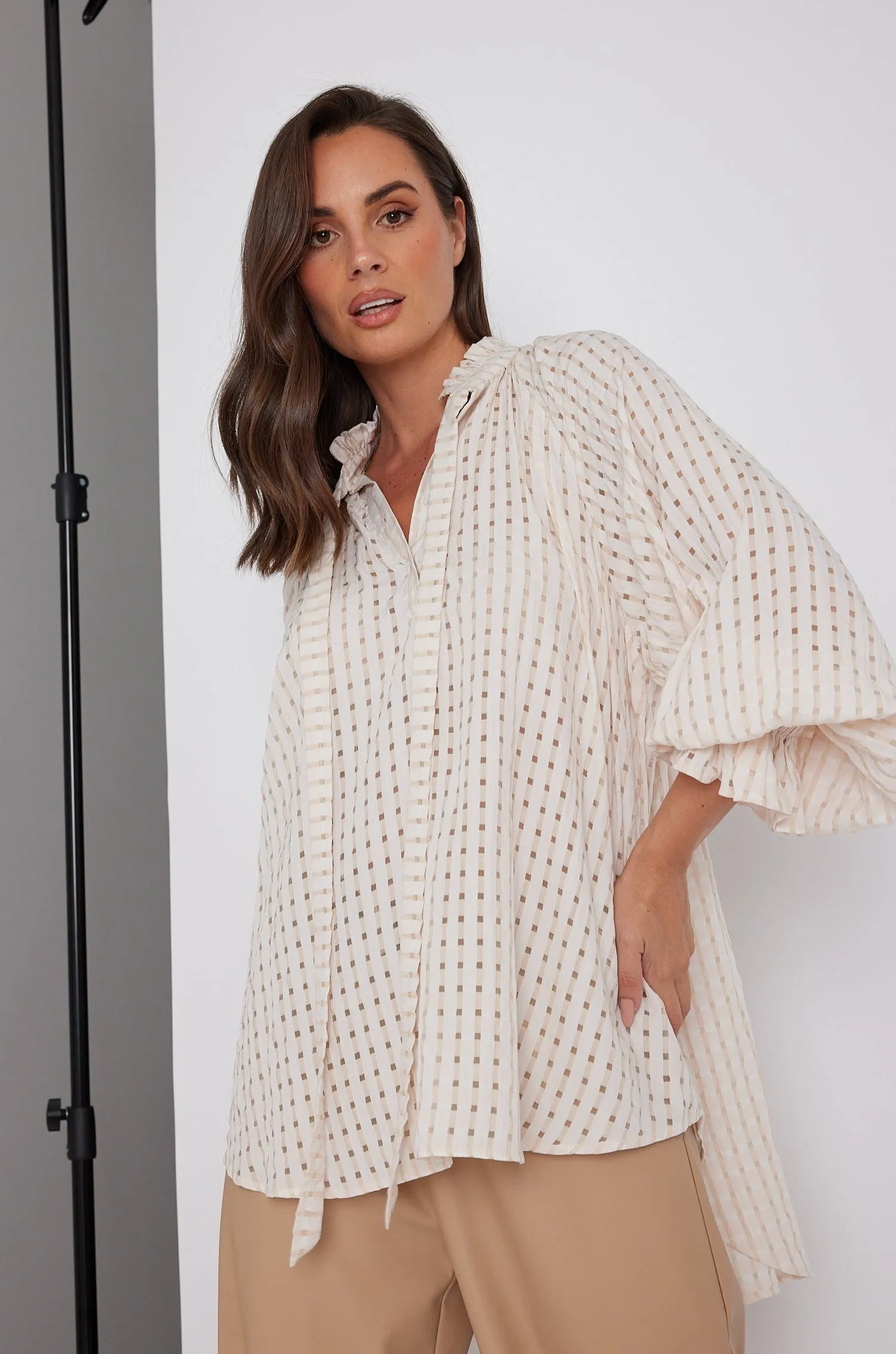 DANILL Blouse Chequer Beige
