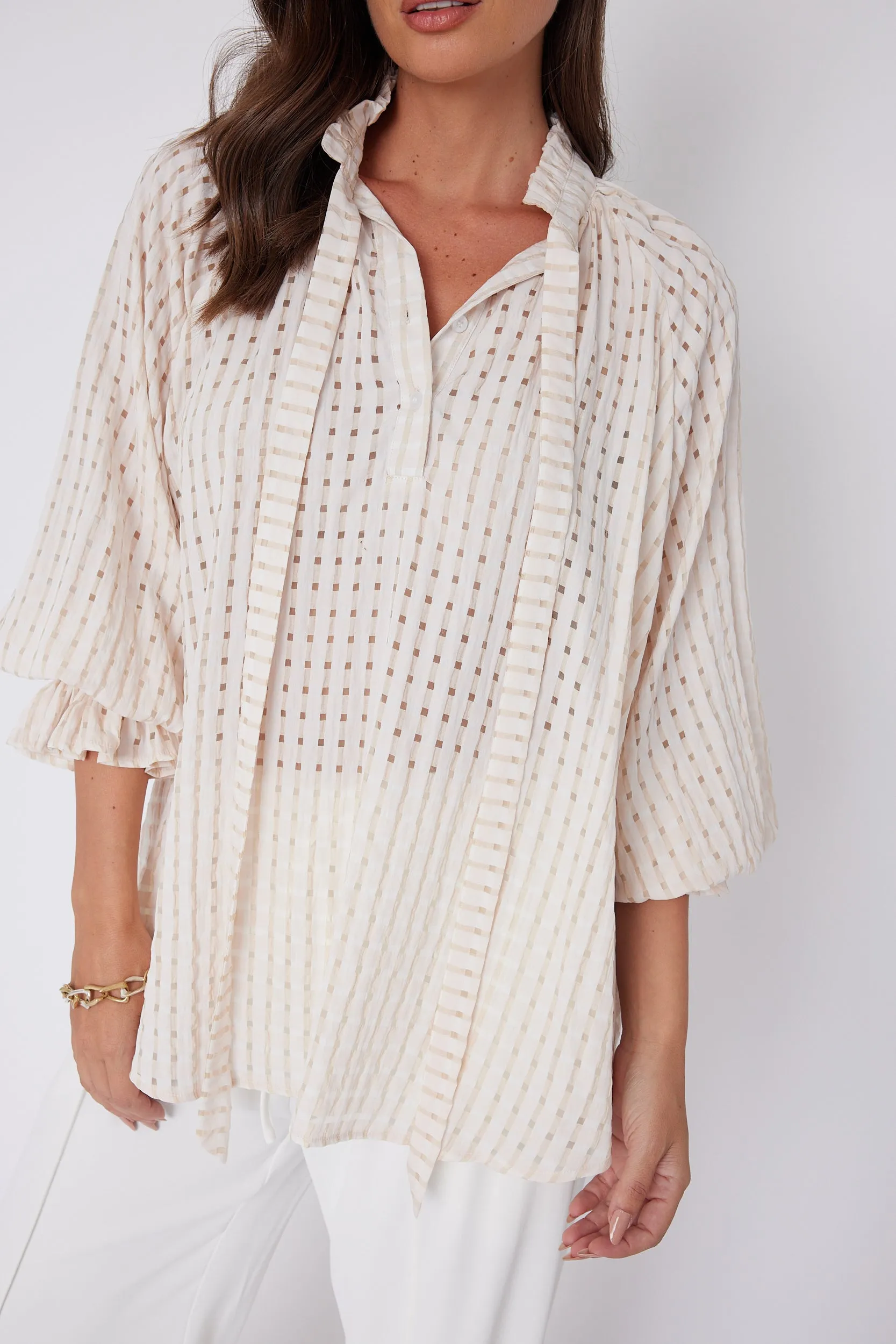 DANILL Blouse Chequer Beige