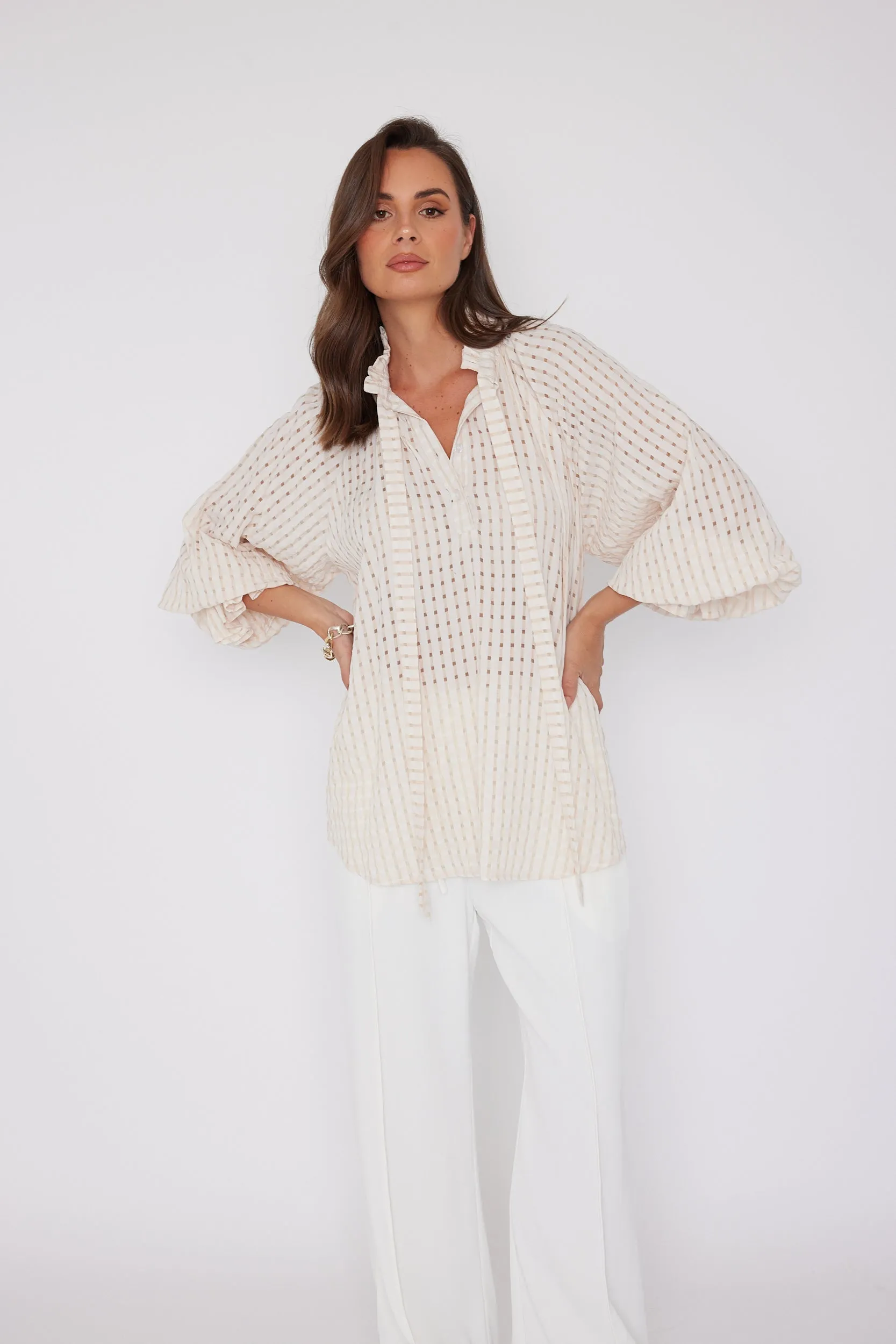 DANILL Blouse Chequer Beige