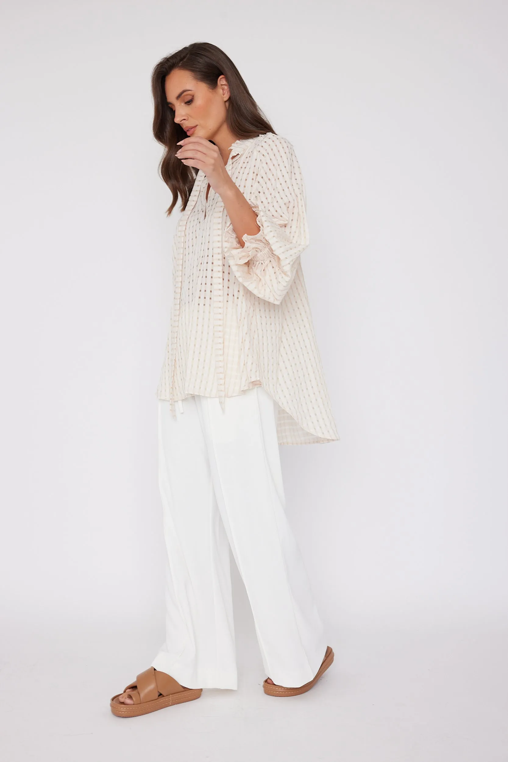 DANILL Blouse Chequer Beige