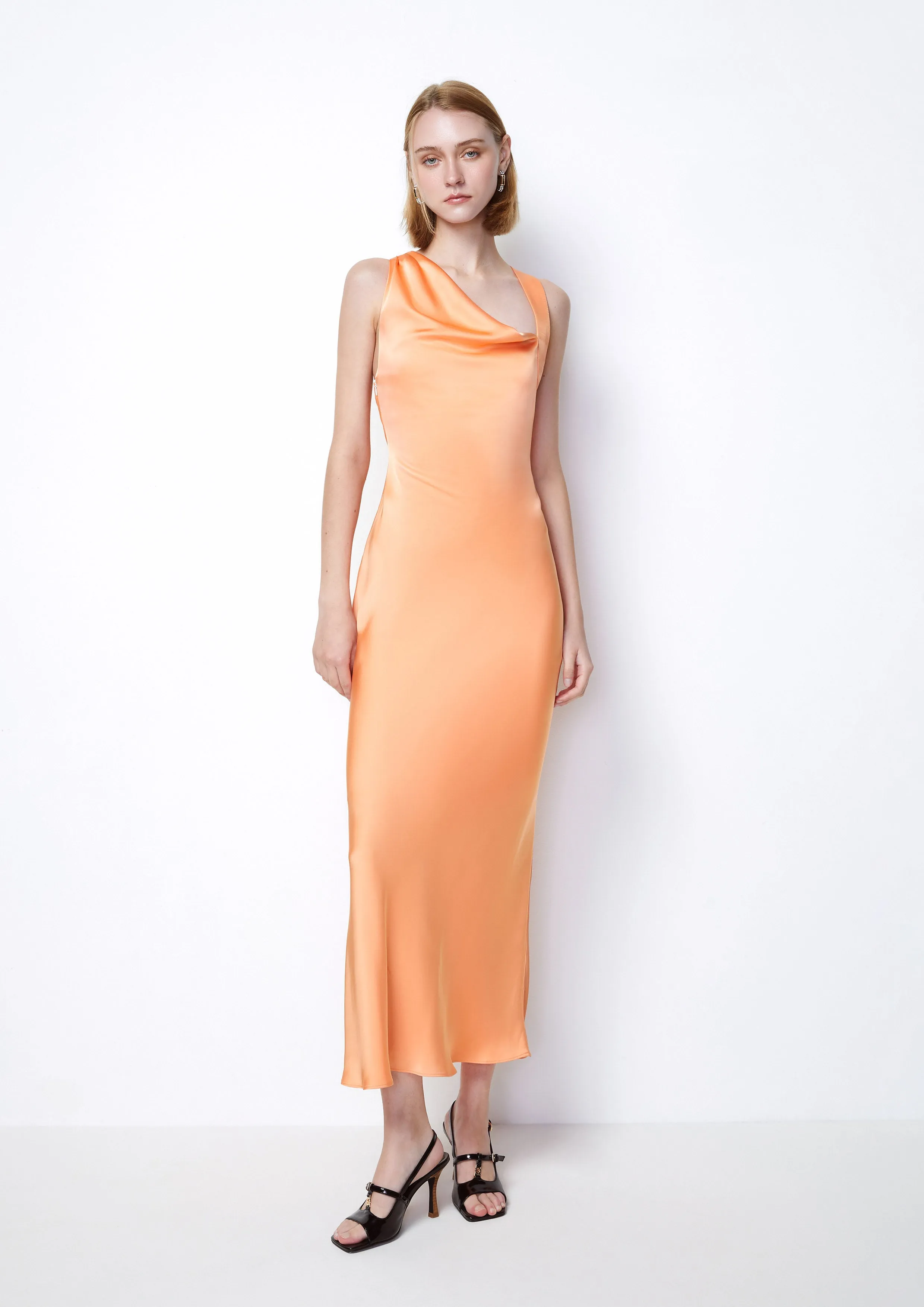 Draped Cutout Midi Dress