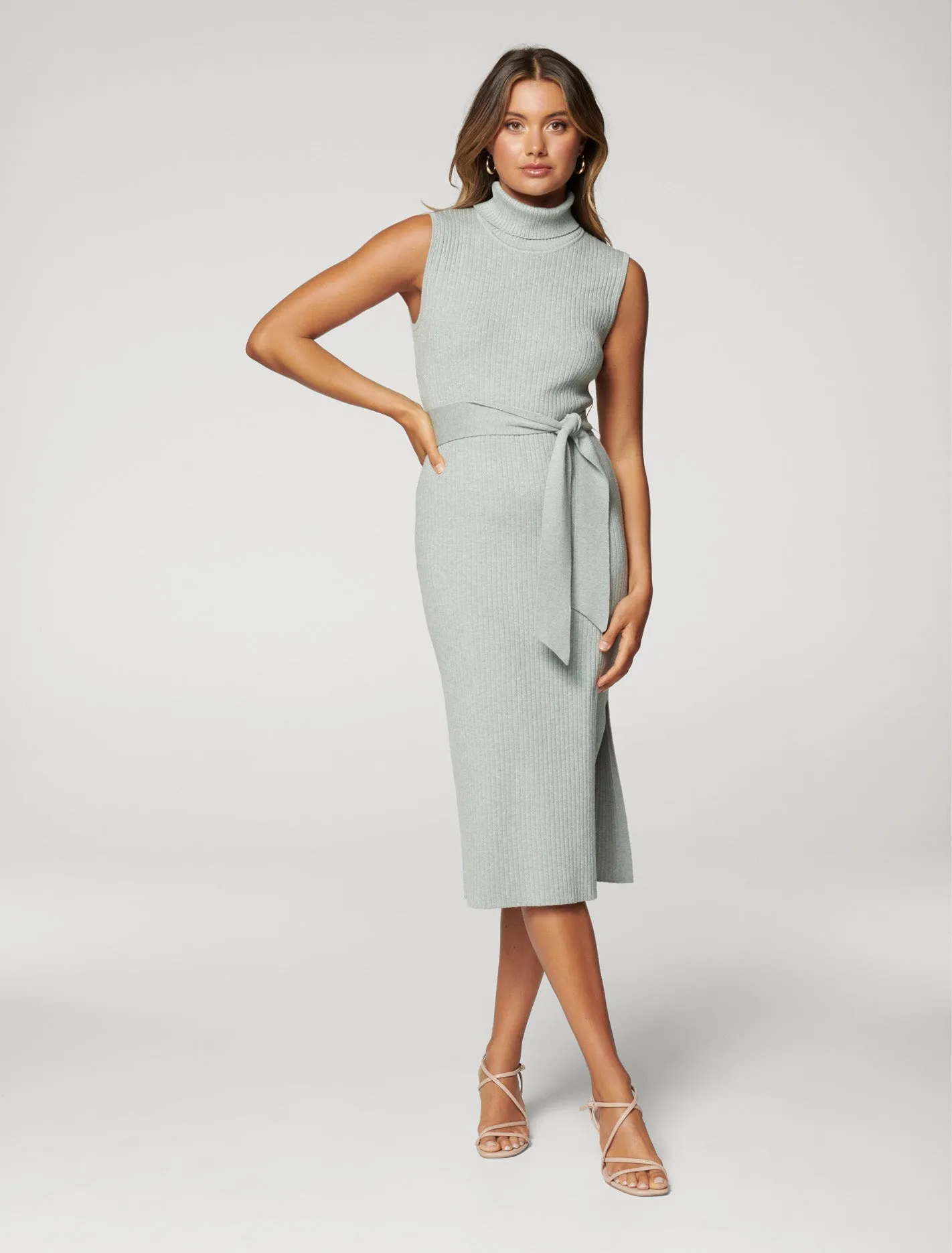 Emilia Roll Neck Midi Knit Dress