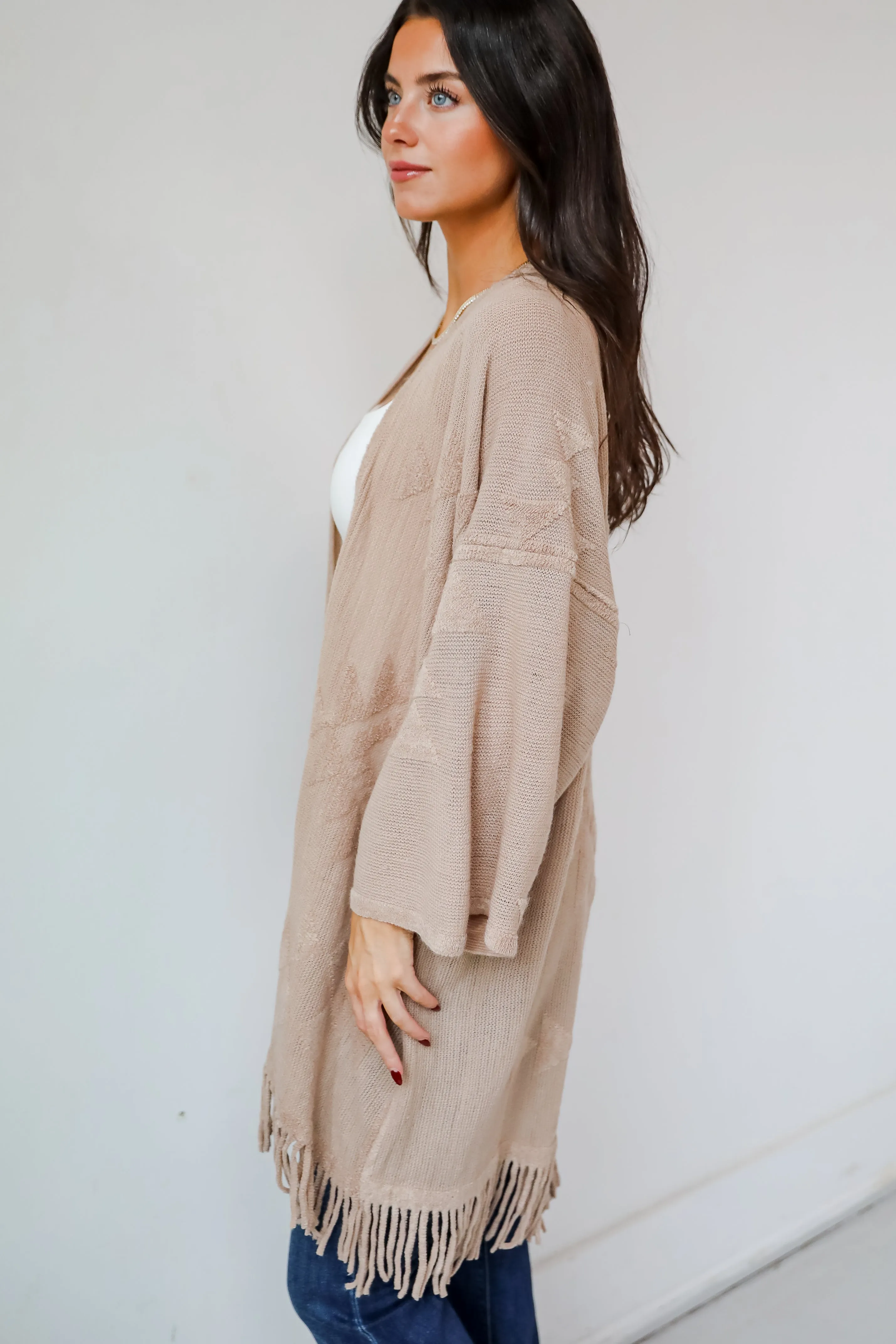 FINAL SALE - Cozy Inclination Beige Fringe Shawl - DOORBUSTER