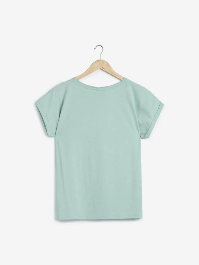 Gia Curves Sage Green Floral Print Top