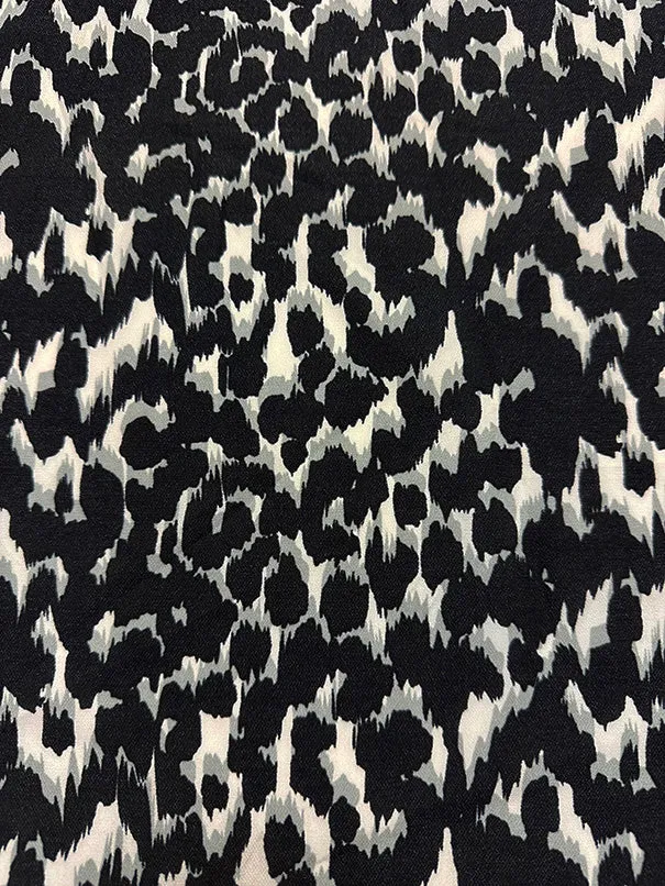 Gray Multi Print Poly Georgette Fabric