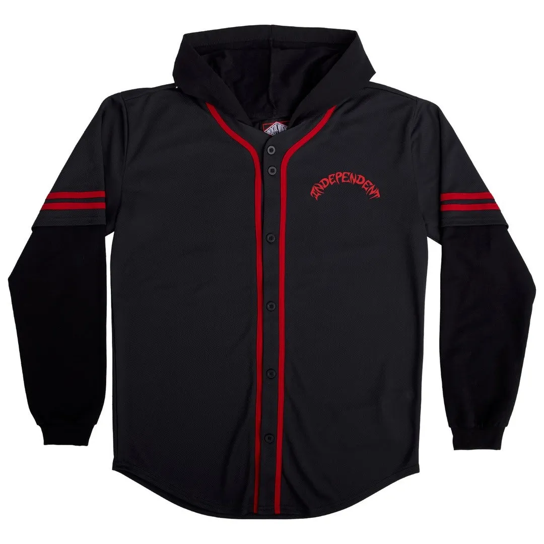 Independent Night Prowlers L/S Hooded Baseball Jersey Top Black
