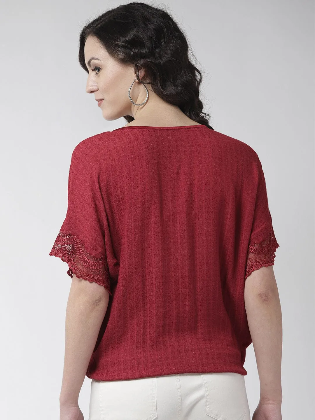 Maroon Textured Rayon Blouse