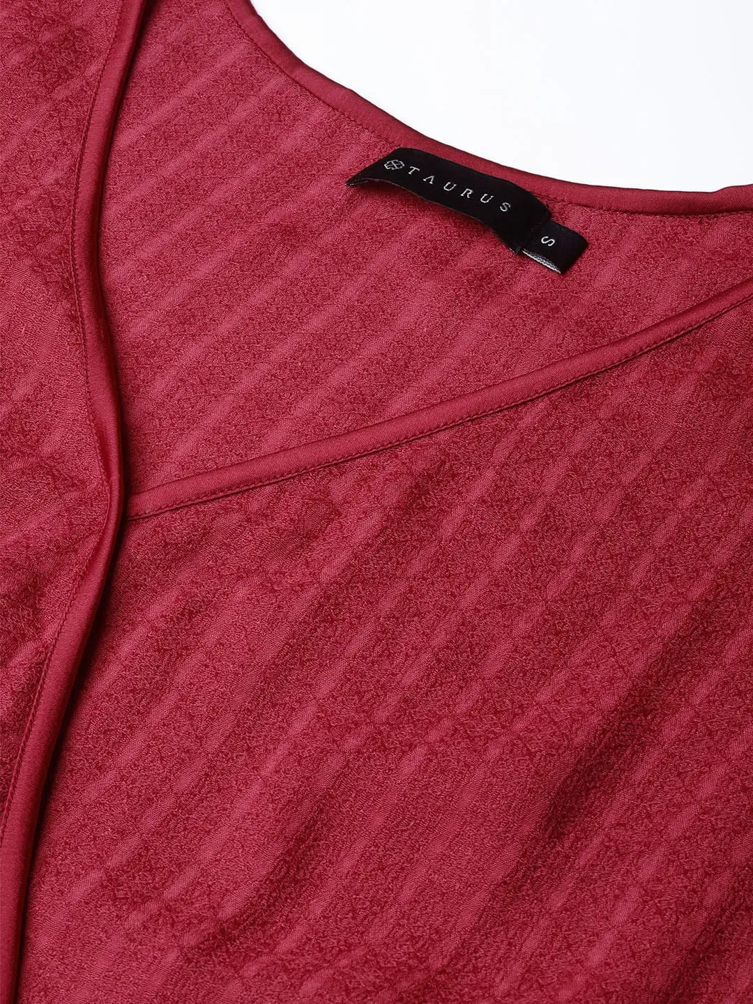 Maroon Textured Rayon Blouse