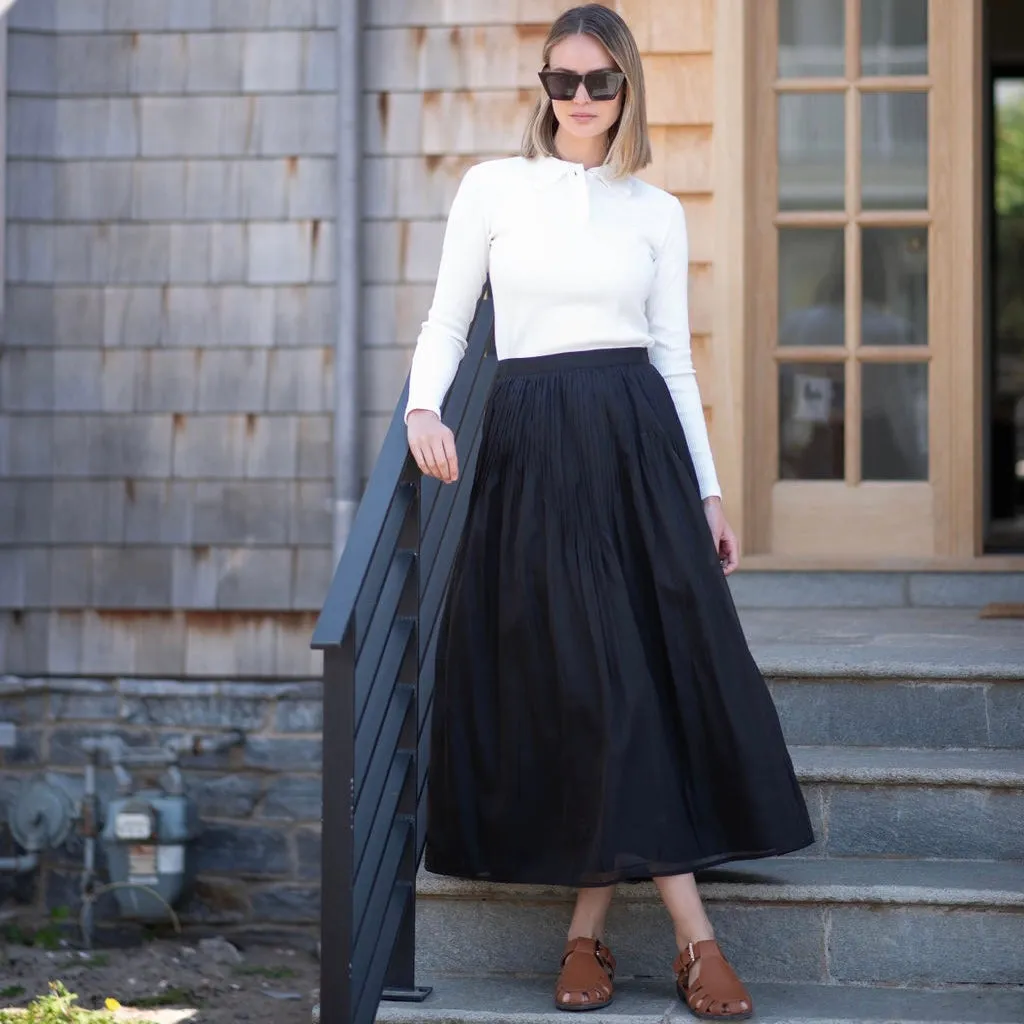 Pleated Chiffon Skirt | Black [Final Sale]