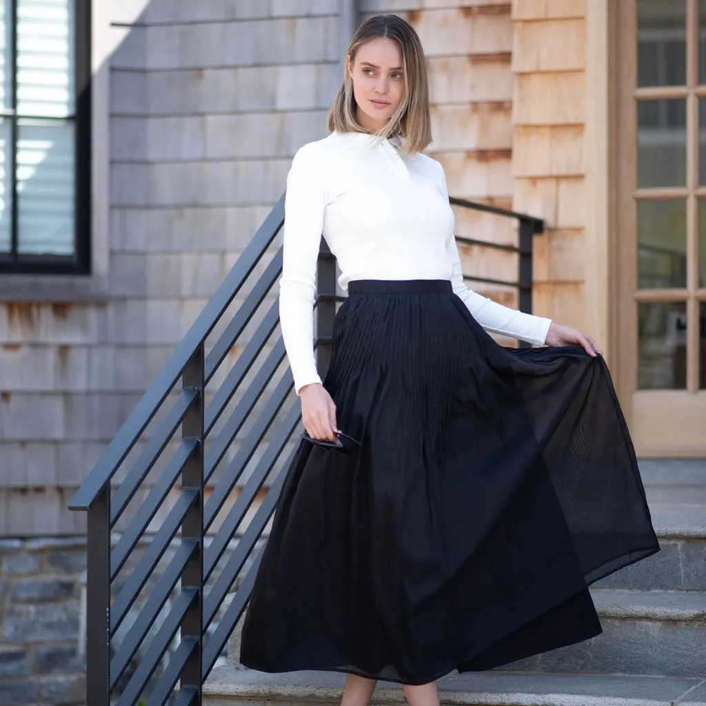 Pleated Chiffon Skirt | Black [Final Sale]