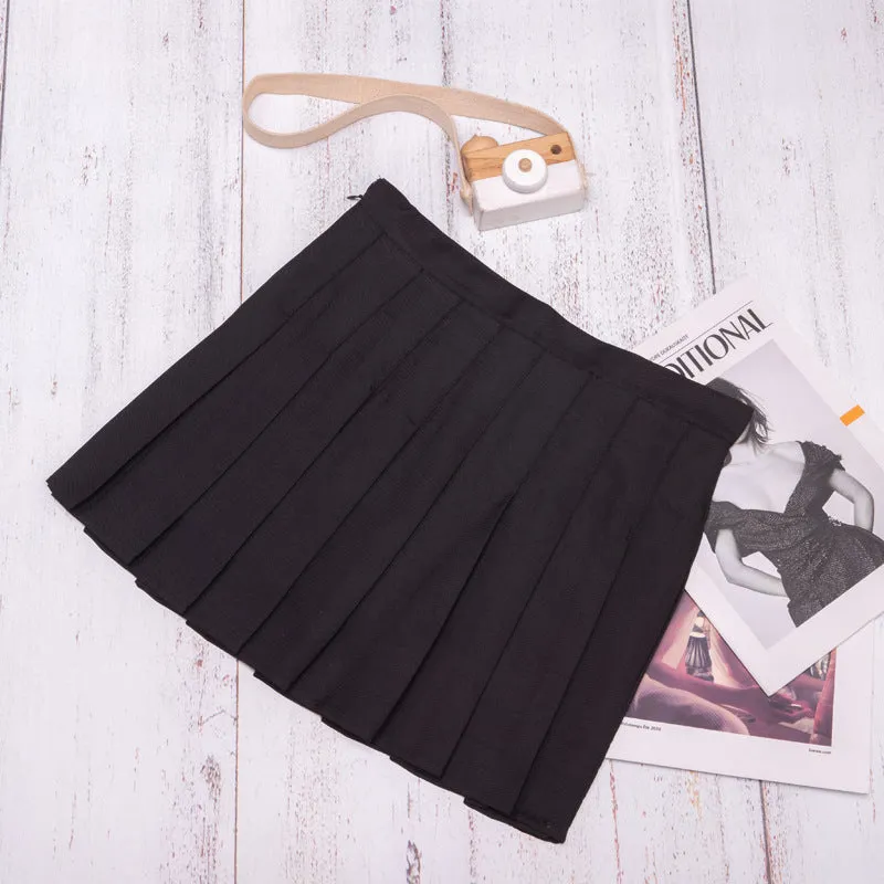 Pleated Women Summer Skirt High Waist Slim Look Chequered A-Line Skirt