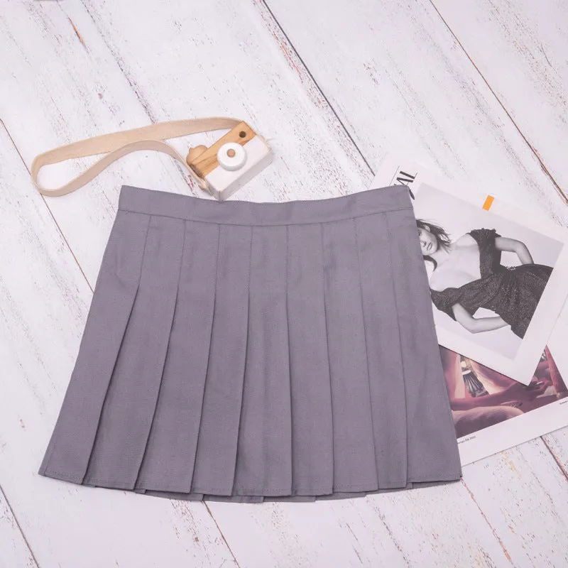 Pleated Women Summer Skirt High Waist Slim Look Chequered A-Line Skirt