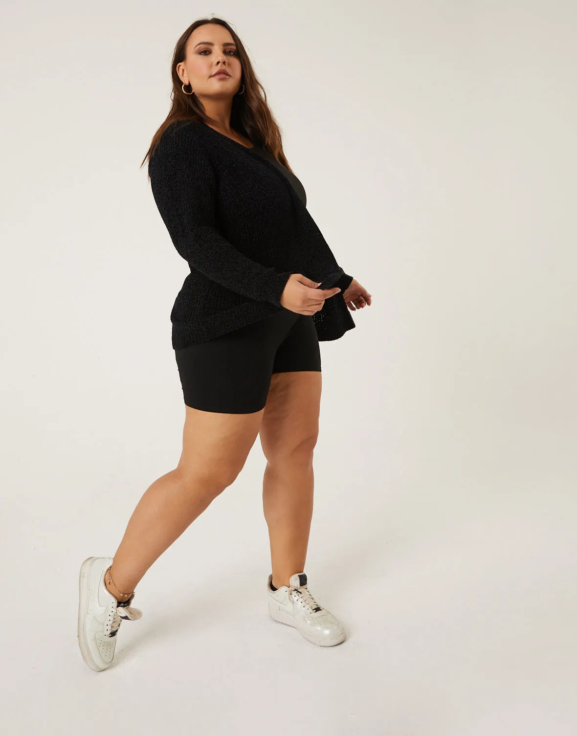 Plus Size Open Chenille Cardigan
