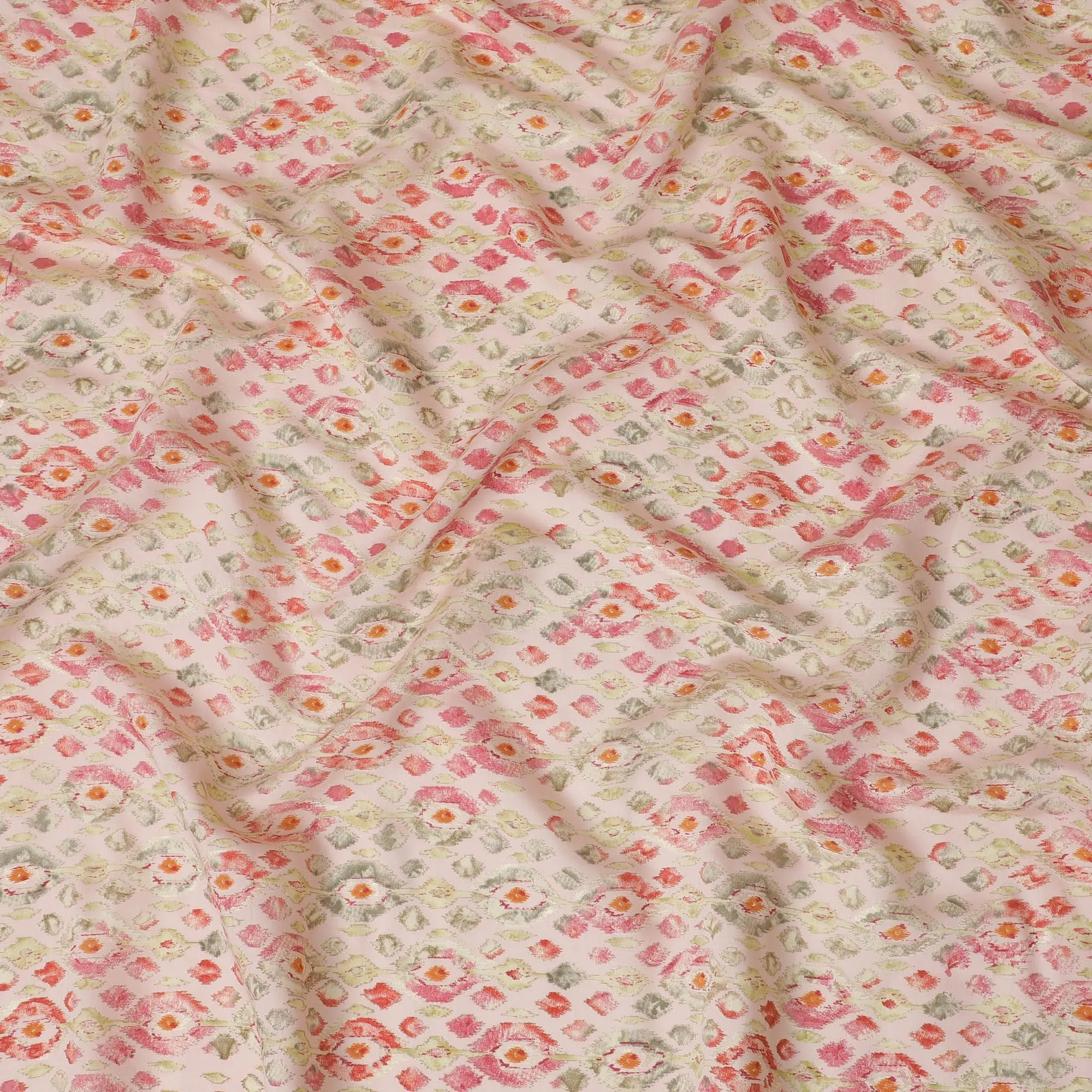 Romantic Rose Garden Viscose Fabric - 110cm Width, Soft & Breathable, Available Online in Meters-D18014
