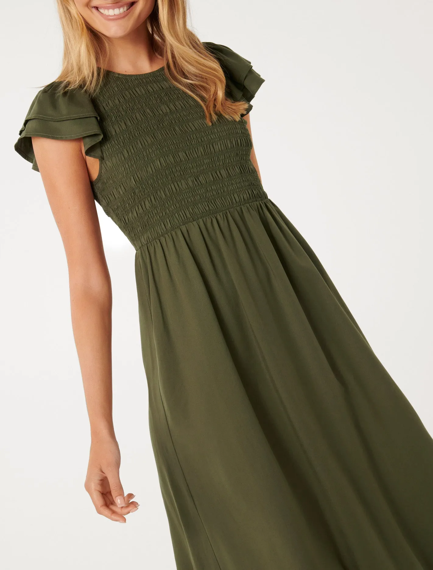 Tallulah Shirred Midi Dress