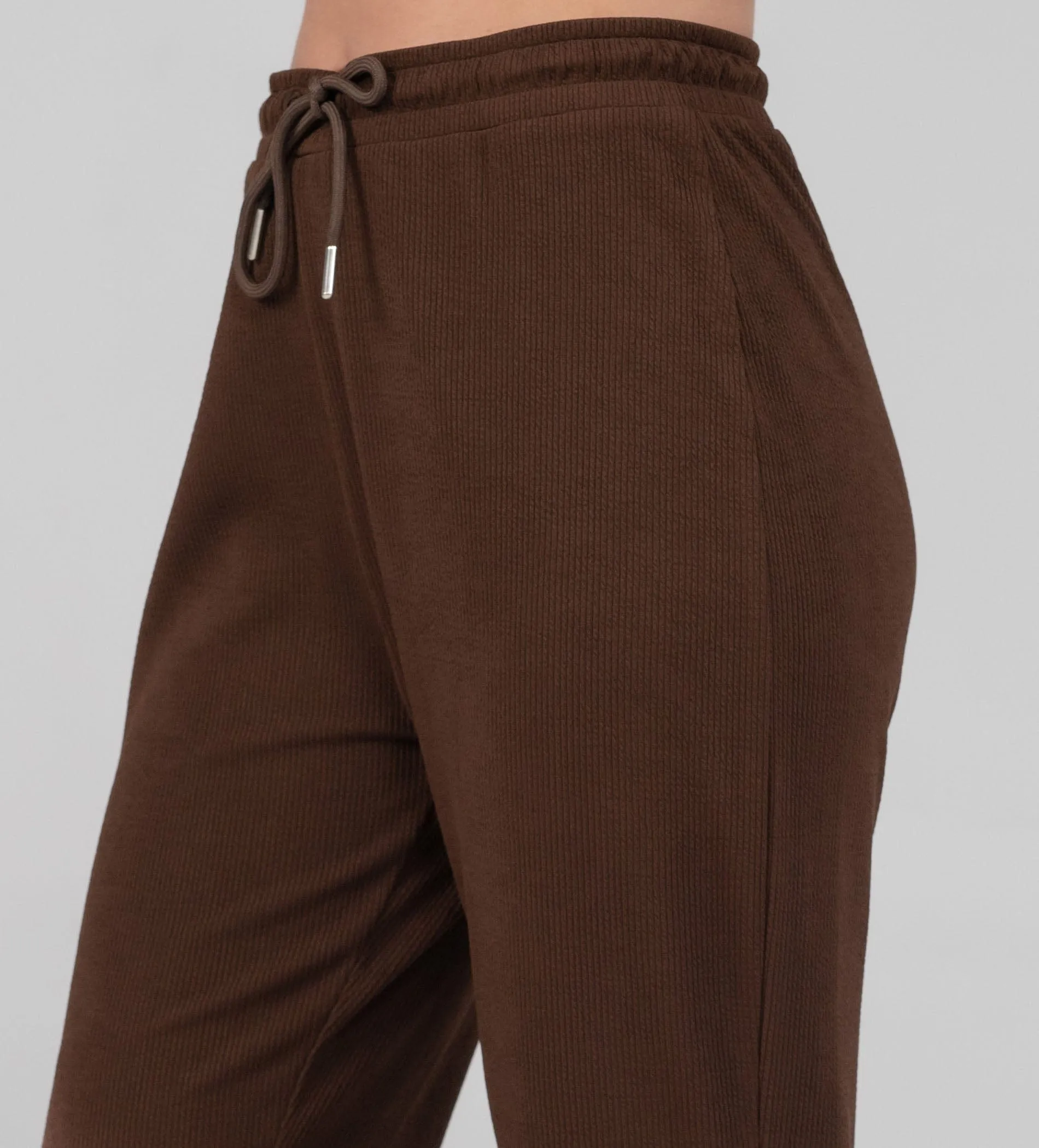 Textured Rib Knit brown Trackpants
