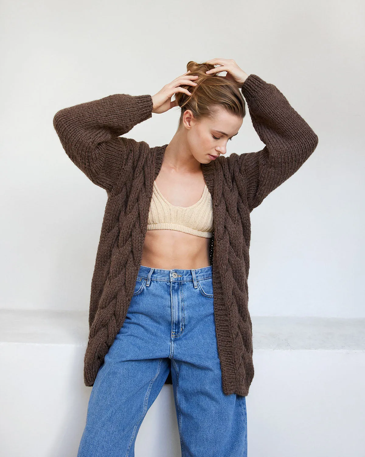 Twisted Erik Wool Cardigan Earth