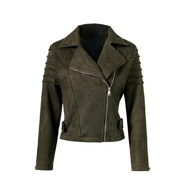 Women Casual Suede Leather Jacket