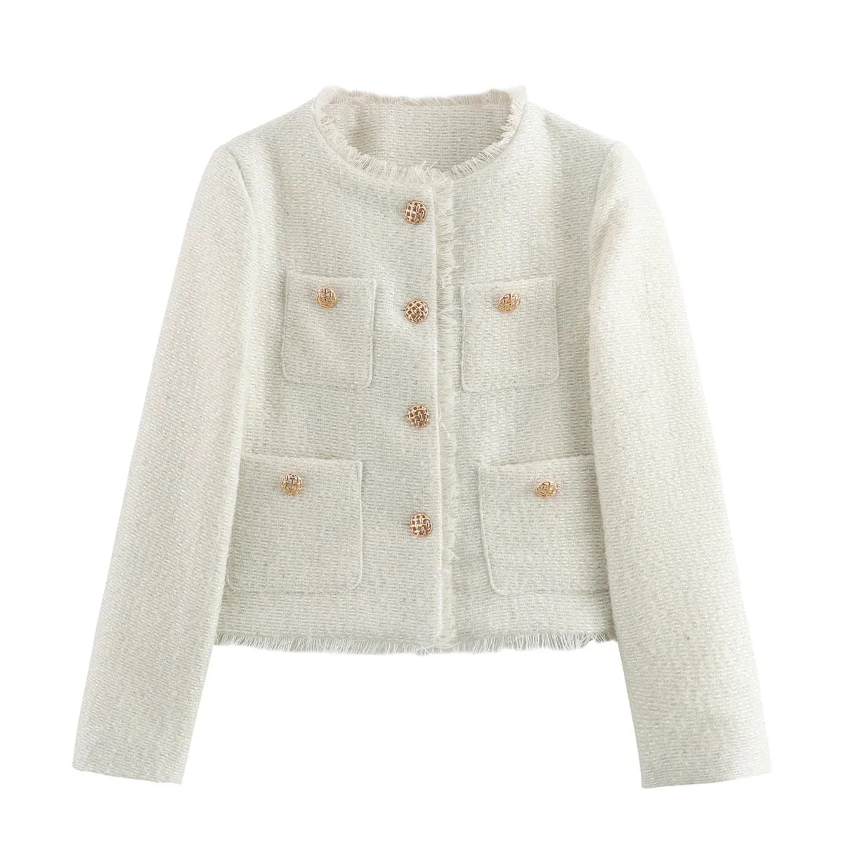 Women's Rustic Tops Fashion Designer Tweed Woolen Jackets